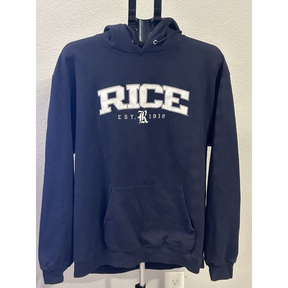 Champion Rice University Owls Hoodie Large L Navy Blue Pullover Sweatshirt NCAA